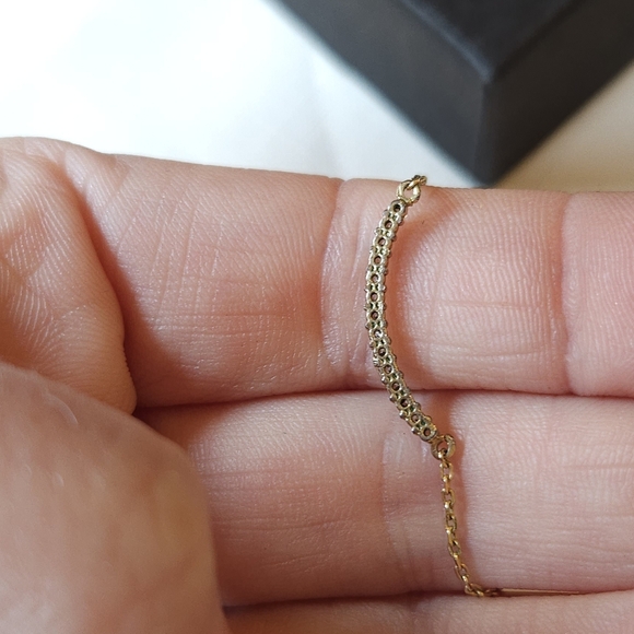 Vintage Dainty Crystal Curve Bar Gold Necklace - Picture 6 of 16